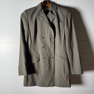 Worth Petite Double Breasted 100% Wool Jacket Taupe/Khaki Size 4